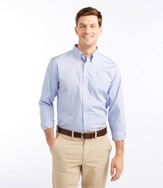 LLBean Wrinkle-Free Pinpoint Oxford Cloth Shirt Men J46J727 Clothing Blue