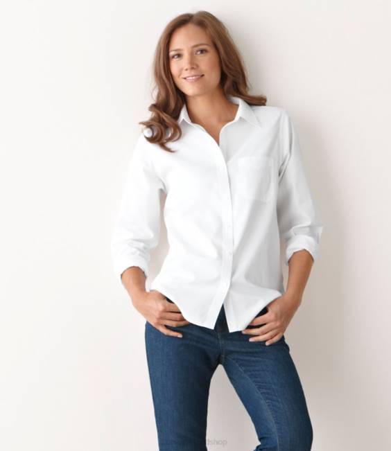 LLBean Wrinkle-Free Pinpoint Oxford Shirt Women J46J93 Clothing White