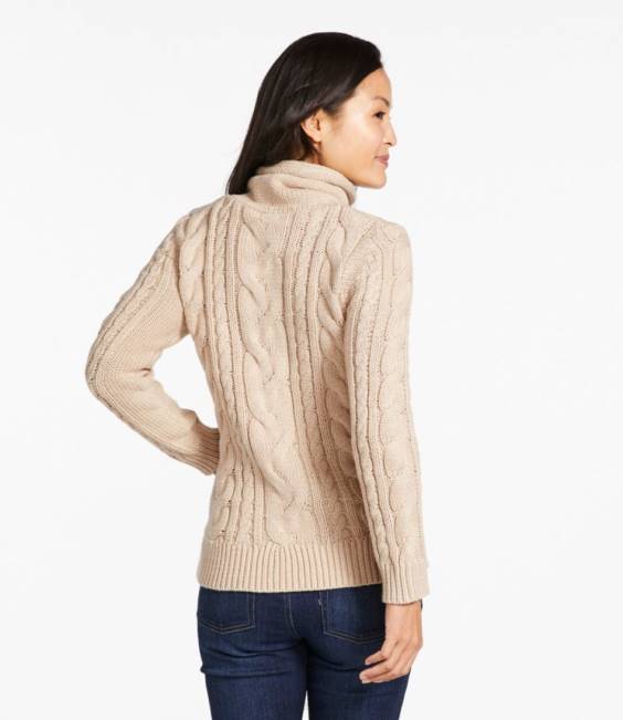 LLBean x Double L Mixed-Cable Sweater Women J46J7010 Clothing Vintage Rose