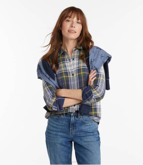 LLBean x Double L Signature Cotton Double-Weave Shirt Women J46J4682 Clothing Bright Navy