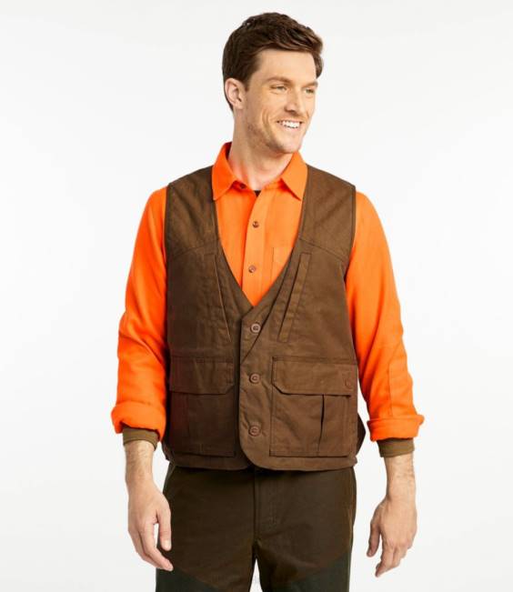 LLBean x Double L Waxed-Cotton Upland Vest Men J46J2283 Outdoor Equipment Maple Brown