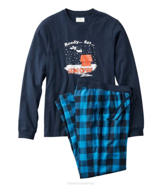 LLBean x Peanuts Camp PJ Set Men J46J637 Clothing Marine Blue Buffalo