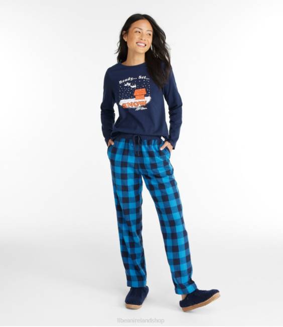 LLBean x Peanuts Camp PJ Set Women J46J791 Clothing Marine Blue Buffalo