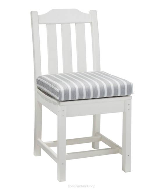 L.L.Bean Casco Bay Cushion for All-Weather Armless/Folding Chair Stripe Unisex J46J4442 Backyard & Patio Gray/White
