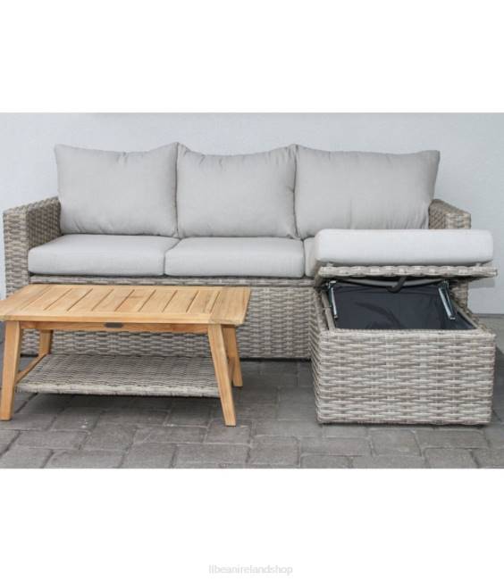 L.L.Bean Wicker Storage Sofa and Teak Coffee Table Set Unisex J46J2871 Backyard & Patio Sand