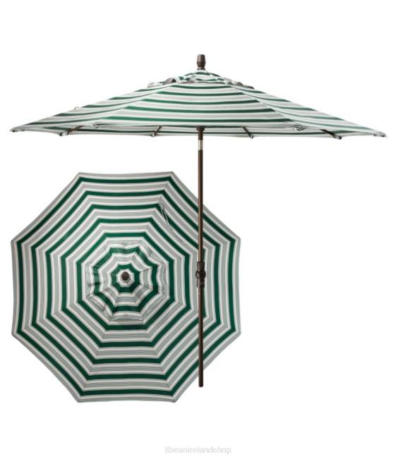 L.L.Bean Sunbrella Market Umbrella Aluminum Stripe Unisex J46J4483 Backyard & Patio Green/Sand Multi