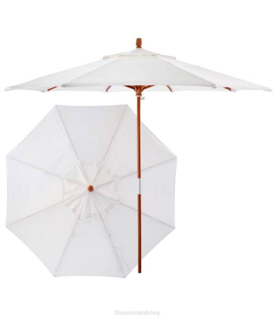L.L.Bean Sunbrella Market Umbrella Wood Unisex J46J2589 Backyard & Patio Sea Salt