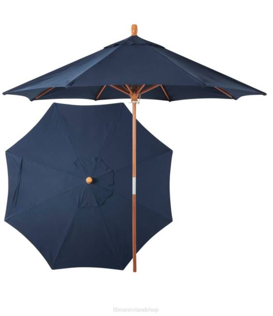 L.L.Bean Sunbrella Market Umbrella Wood Unisex J46J4396 Backyard & Patio Navy
