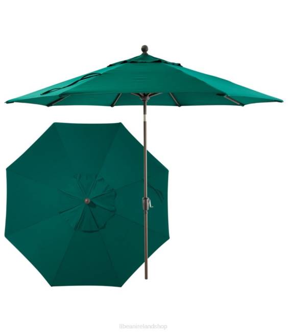 L.L.Bean Weather-Resistant 9' Market Umbrella Push Button Unisex J46J5607 Backyard & Patio Forest Green