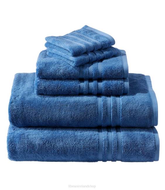 L.L.Bean Organic Cotton Towel Set Unisex J46J5568 Bath Rustic Blue