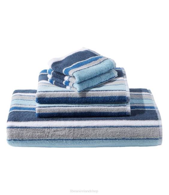L.L.Bean Organic Cotton Towel Stripe Unisex J46J4458 Bath Rustic Blue
