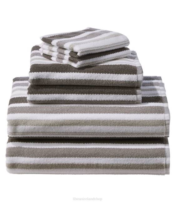 L.L.Bean Organic Textured Cotton Towel Set Stripe Unisex J46J4562 Bath Feldspar