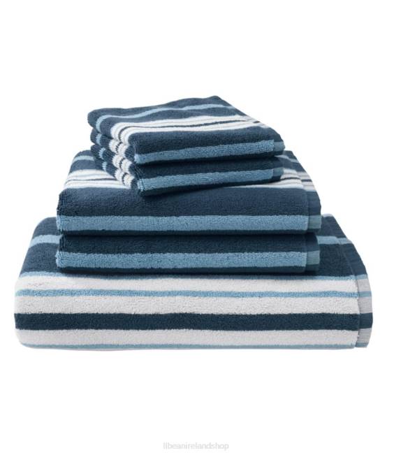L.L.Bean Premium Cotton Towel Set Stripe Unisex J46J2662 Bath Slate Blue