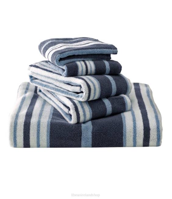 L.L.Bean Premium Cotton Towels Stripe Unisex J46J2518 Bath Slate Blue