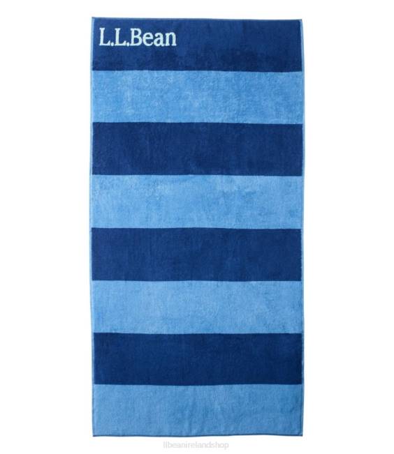 L.L.Bean Seaside Beach Towel Reversible Stripe Unisex J46J1312 Bath Cool Blue