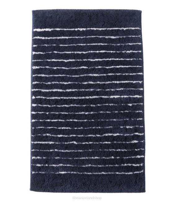L.L.Bean Premium Cotton Bath Mat Nautical Stripe Unisex J46J4505 Bath Navy