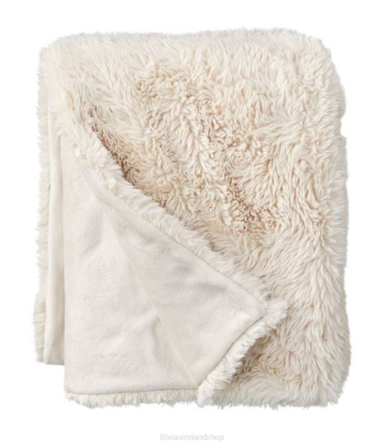 L.L.Bean Faux Fur Throw Unisex J46J2575 Bedding Cream