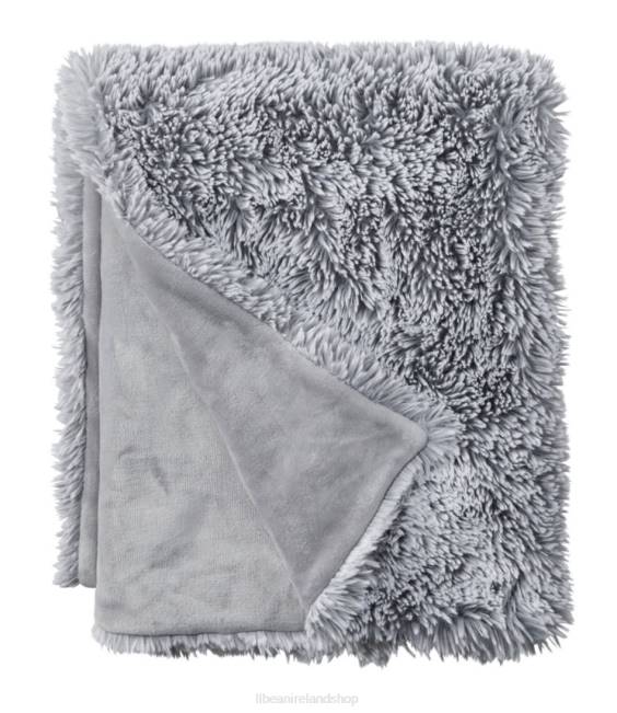 L.L.Bean Faux Fur Throw Unisex J46J4388 Bedding Gray