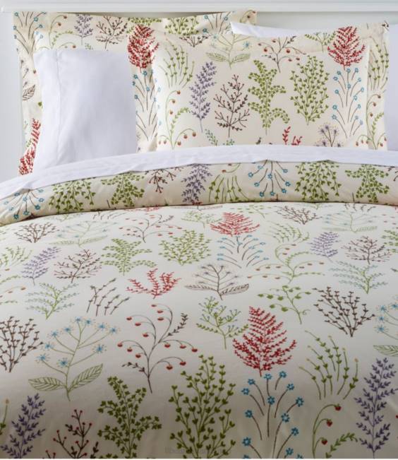 L.L.Bean Botanical Floral Percale Comforter Cover Collection Unisex J46J2485 Bedding Botanical Floral Blue