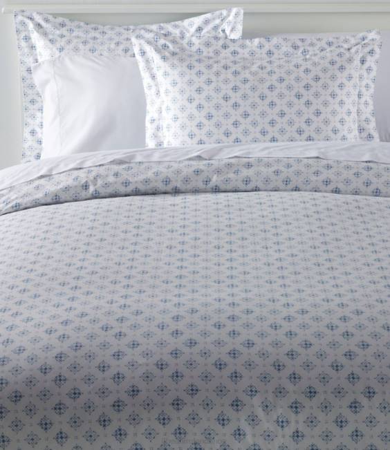 L.L.Bean Premium Egyptian Percale Comforter Cover Collection Print Unisex J46J2789 Bedding Soft Blue