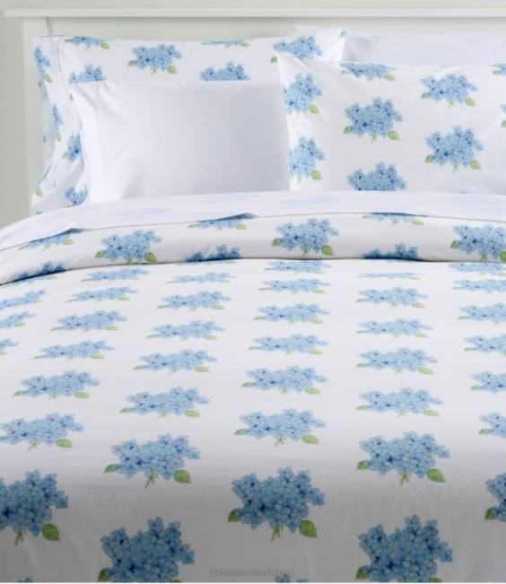 L.L.Bean Sara Fitz Hydrangea Percale Comforter Cover Collection Unisex J46J2767 Bedding Dawn Blue
