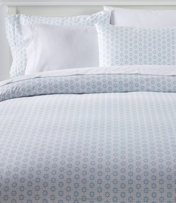 L.L.Bean Sunwashed Percale Comforter Cover Print Unisex J46J4492 Bedding Blue Mist