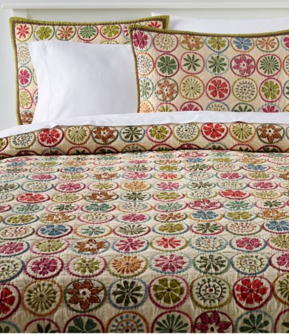 L.L.Bean Blooming Circles Quilt Collection Unisex J46J2476 Bedding Multi Color