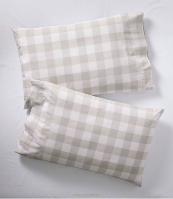 L.L.Bean 280-Thread-Count Pima Cotton Pillowcases Check Set of Two Unisex J46J2673 Bedding White/Vapor Gray
