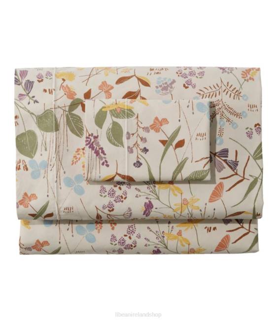 L.L.Bean Birch Floral Percale Sheet Collection Unisex J46J2477 Bedding Silver