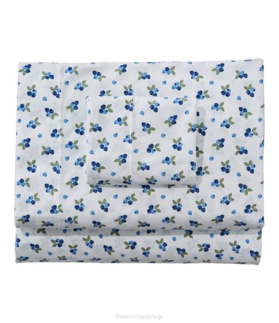 L.L.Bean Blueberry Percale Sheet Collection Unisex J46J2503 Bedding White