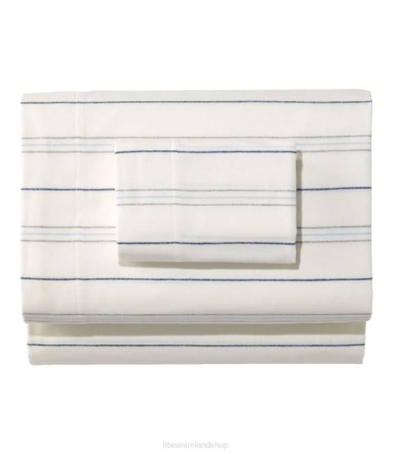 L.L.Bean Organic Flannel Sheet Collection Stripe Unisex J46J2774 Bedding Sea Salt