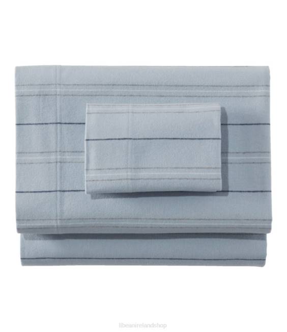 L.L.Bean Organic Flannel Sheet Collection Stripe Unisex J46J4520 Bedding Foggy Blue