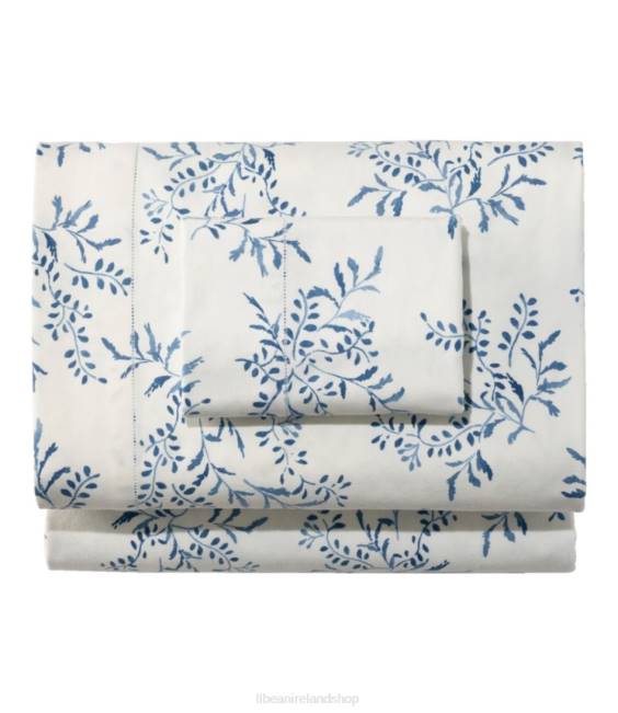 L.L.Bean Premium Supima Flannel Sheet Collection Print Unisex J46J2702 Bedding Deep Blue Botanical