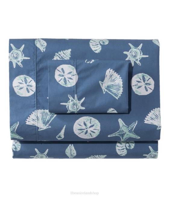 L.L.Bean Seashell Percale Sheet Collection Unisex J46J2526 Bedding Moonlight Blue