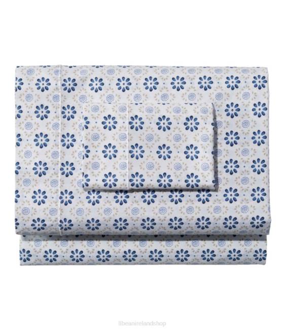 L.L.Bean Sunwashed Percale Sheet Collection Print Unisex J46J2610 Bedding Mid-Blue