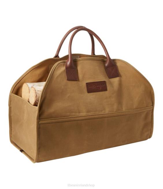 L.L.Bean Waxed-Canvas Log Carrier Unisex J46J5586 Home Decor Khaki Brown