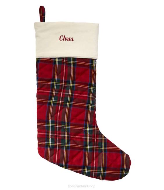 L.L.Bean Classic Velvet Christmas Stocking Unisex J46J2533 Home Decor Red Plaid