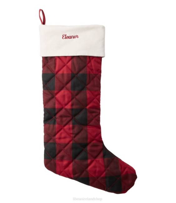 L.L.Bean Classic Velvet Christmas Stocking Unisex J46J4375 Home Decor Red/Black Buffalo Check