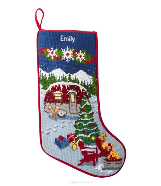 L.L.Bean Needlepoint Christmas Stocking Unisex J46J5540 Home Decor Camper