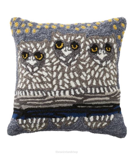 L.L.Bean Indoor/Outdoor Hooked Pillow Owls Unisex J46J2736 Home Decor Multi