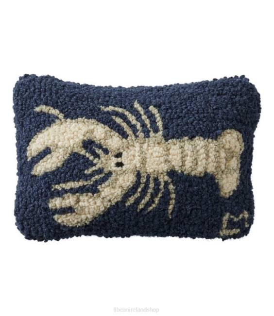 L.L.Bean Wool Hooked Throw PillowWhite Lobster Unisex J46J2756 Home Decor Navy