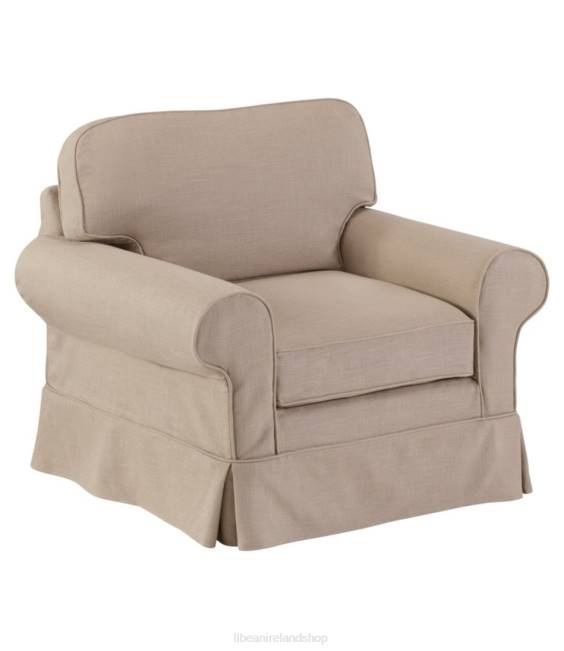 L.L.Bean Pine Point Slipcovered Chair Performance Linen Unisex J46J2903 Indoor Furniture Khaki