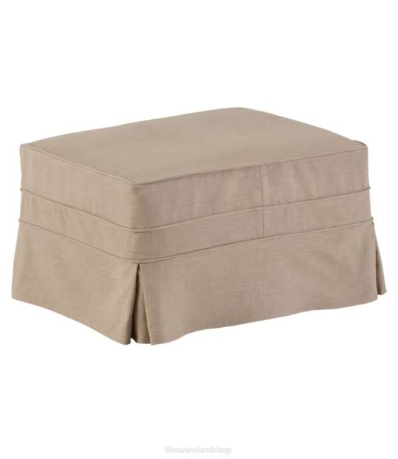 L.L.Bean Pine Point Slipcovered Ottoman Performance Linen Unisex J46J2908 Indoor Furniture Khaki
