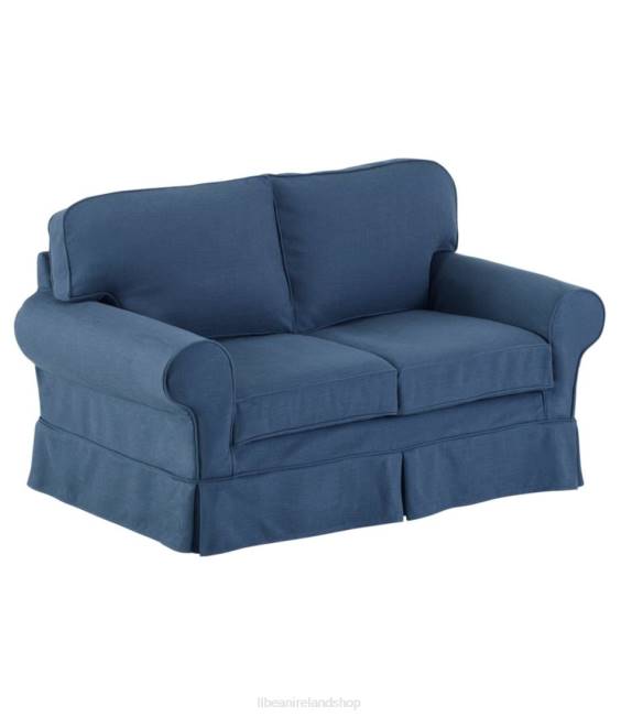 L.L.Bean Pine Point Slipcovered Love Seat Performance Linen Unisex J46J4555 Indoor Furniture Blue