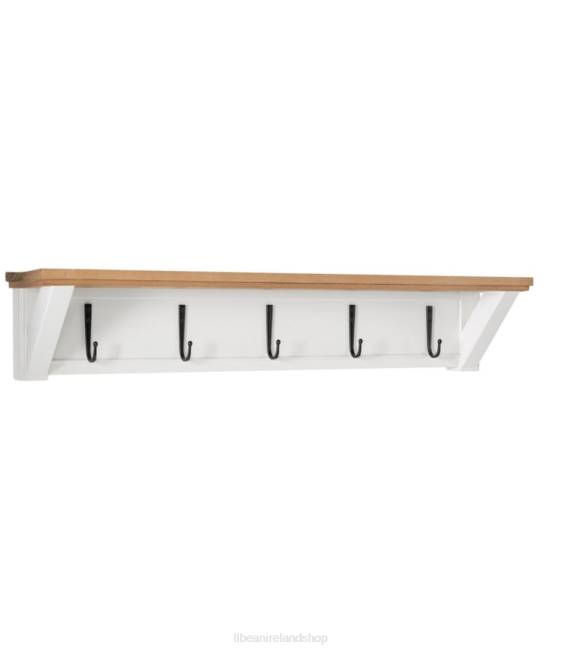 L.L.Bean Painted Farmhouse Wall Shelf With Hooks Wood Top Unisex J46J2883 Indoor Furniture Paperwhite