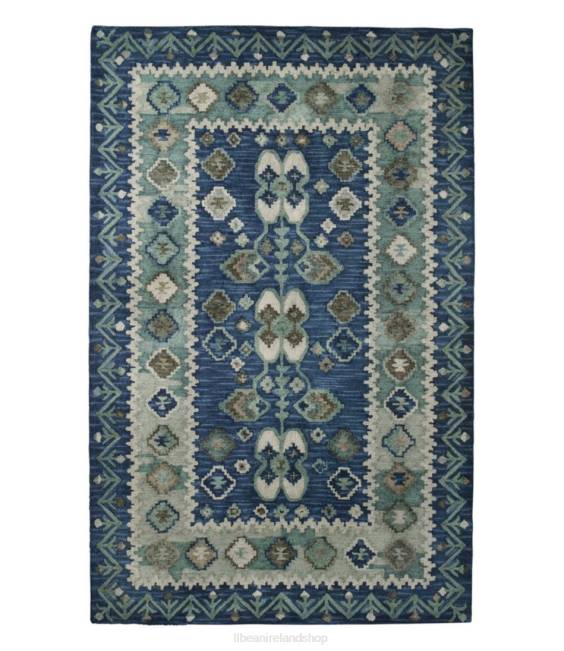 L.L.Bean Double Border Wool Hooked Rug Unisex J46J2828 Home Goods Blue