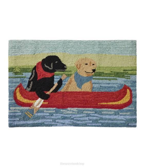 L.L.Bean Indoor/Outdoor Vacationland Rug Dog Canoe Unisex J46J2919 Home Goods Multi