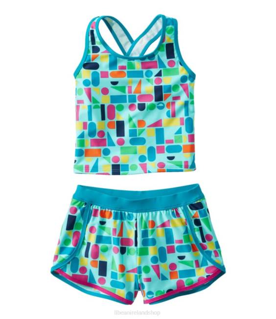 L.L.Bean Watersports Swimwear Kids J46J6983 Clothing Teal Aqua Shapes