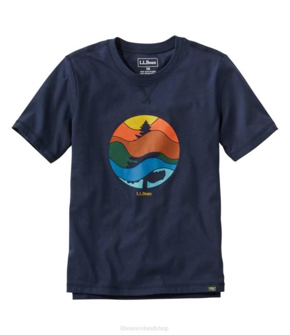 L.L.Bean Organic Short-Sleeve Tee Kids J46J6588 Clothing Nautical Navy Tree