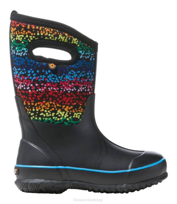L.L.Bean Bogs Classic Rainbow Dots Boots Kids J46J1208 Footwear Rainbow Dots Black Multi